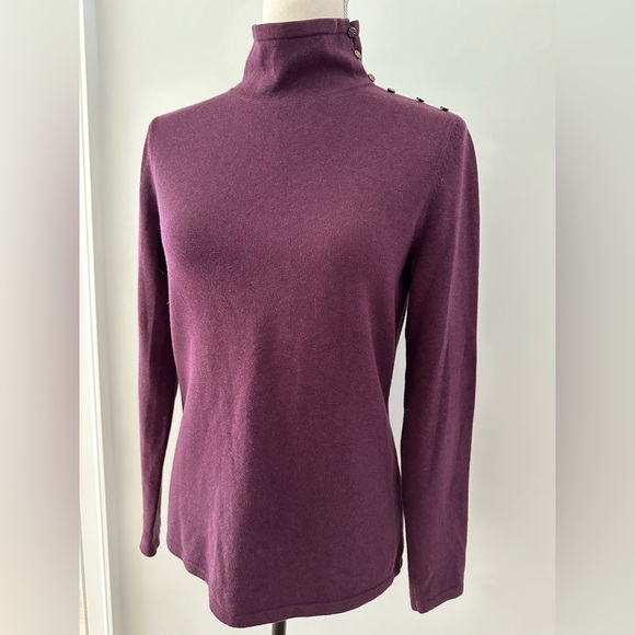 J. McLaughlin Purple Sweater Turtleneck Long Sleeve With Buttons Women's Size S - Picture 10 of 15